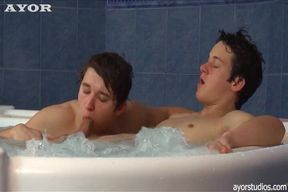 Horned-up mates turn a Jacuzzi into a hot fuck-fest!