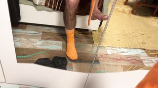 Earl Grin - Bold Orange Socks with Milky Stripe Details