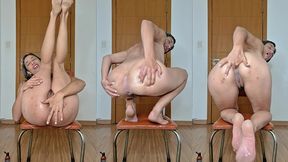 hot milf pissing and exposing her oiled butthole