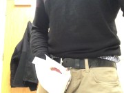 Public bathroom jerk-off and cum, I have some time in between appointments so I jerk off.