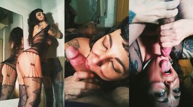 Her throat wrecked by greedy cumshots after wild deepthroat