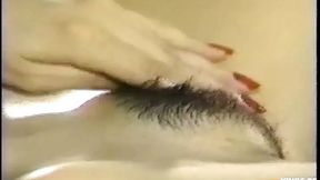 Hot Thai Shemale Tugs Her Hairy Pussy&#x270C; on the Bed