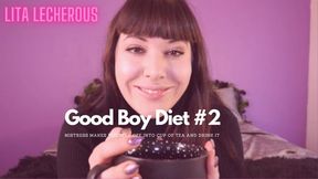 Good Boy Diet #2 Tea Time CEI Challenge featuring Cum Eating Instruction, JOI, Femdom POV, Verbal Humiliation with Lita Lecherous - WMV HD