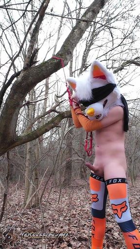 Bondaged Young Twink Piss in Forest