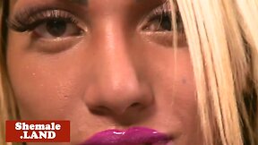 This Classy Skinny Tgirl`s Piercing is Glamorous in Lingerie & Stockings!