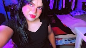 Dressed In Black And Without Limits: A Delicious Shemale Plays For You