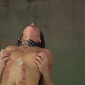 Dirty words on a hurt slut