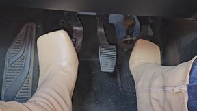 Hard driving in camel heels boot