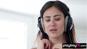 Hot brunette teen DJ Madison Walker seductively grooves to music
