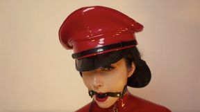 Goddess in red catsuit tied with ropes (720p)