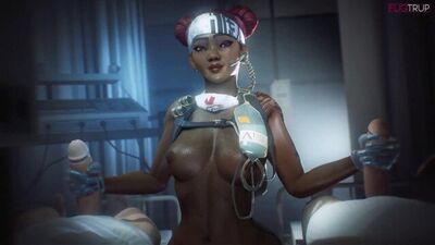 Sexy Ebony Teen Lifeline from Apex Legends Gives a Hairy Hoot and Gets Double Penetrated