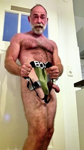 Hairy Man Tries Jockstrap