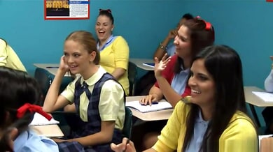 Brandi's classroom initiation turns into a gangbang with students and teacher