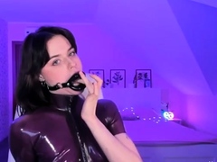 Latex slim super hot teen BDSM toys playing