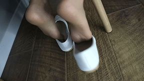 White ballet flats shoeplay
