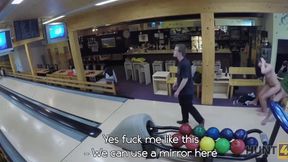 Brunette amateur couple takes cash for her to fuck a stranger in doggystyle and reverse