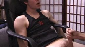 Kicking back in a chair, Jayden is ready to jack off again, and we get to watch! This time he enjoys some help from a mystery hand that edges out his cum.