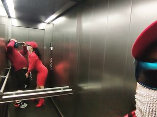 Very risky sex in a public elevator with sexy neighbour Dada Deville
