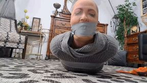 Self gags and a hogtaping between friends, full clip