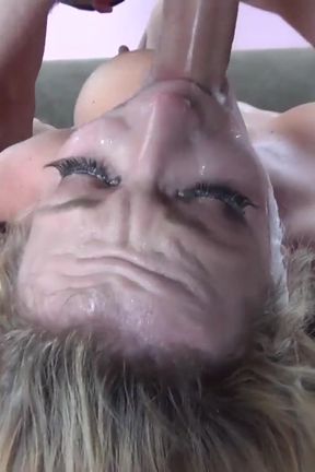 Rough deep throat gagging fun with deep throat skilled big tit blonde