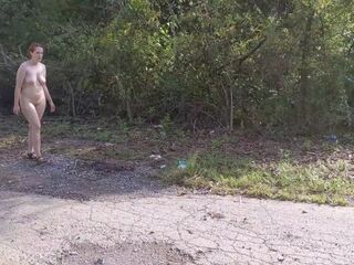 Getting undressed on the side of the road