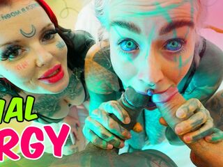 POV ANAL Addicted TATTOO cuties wrecked in Foursome - Facials ATM