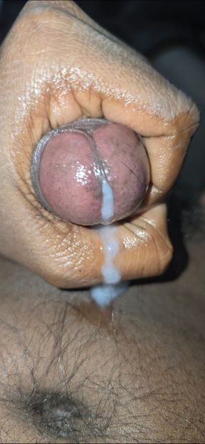 Hot Indian Boy Masturbation Big Black Cock cum short  on Tummy
