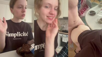 Morning blogger bent over the kitchen counter and fucked raw before breakfast