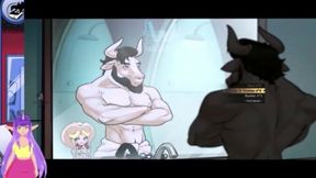 Blonde gamer with thick boobs plays Hentai game for a lucky viewer