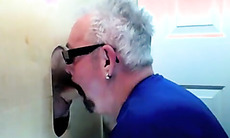 Two buddies drop by to a glory hole to be sucked by a mouth