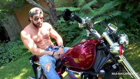 Maskurbate Hunky Biker Jerks Dick Outside