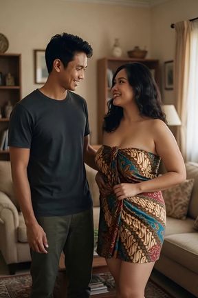 Indonesian AI gets a sloppy blowjob from her curvy partner