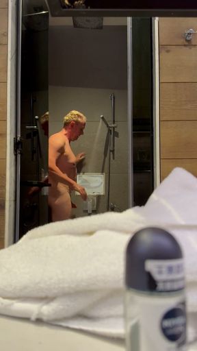 Shower after workout incl. jerk off   Clip 1