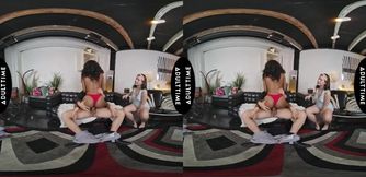 Intimate VR Experience - Olivia Jay Observes Her Girlfriend Dharma Jones with a Charismatic Partner - POV Adventure