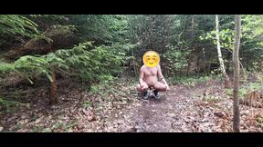 Undressing to completely nude in the forest (no cum)