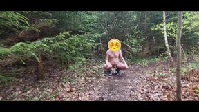 Undressing to completely nude in the forest (no cum)