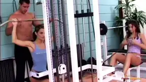 Fit teacher gets two slim brunettes in a threesome