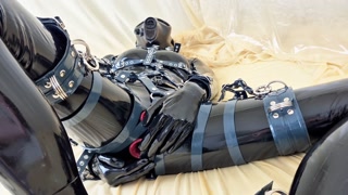 OnlyFans teaser - Anal fun in latex catsuit with built-in vaginal and anal condoms!