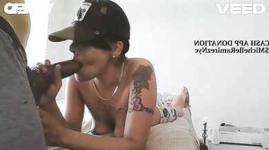 Lesbian with Hat Takes Gagging Blowjob of Huge Thick Cock in Cosplay Wet Panties