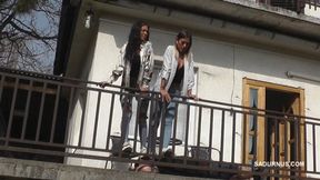 Olga and Natasa are trampling on the terrace wmv