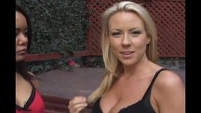 Sexy blonde and asian girl big cock sucking threesome sex