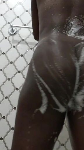 Naughty Slim Thick Hot Ebony Girlfriend Showering but Her Shower Scene Almost Turned Into a Dangerous Boob Squeeze - Mastermeat1