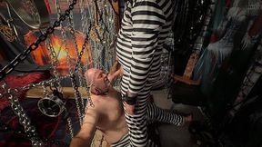 Domina introduces Well-Hung to Booboo in his cell