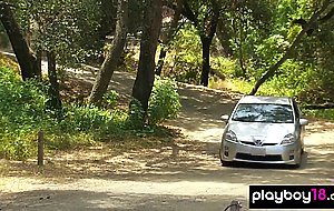 Amateur cougar housewives take a sunbath in the forest