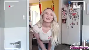 Doing A Sexy Striptease Speaking Into The Ca With Lilly Bell