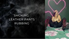 smoking leather pants rubbing