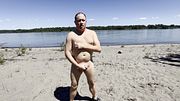 Jerkin off on a sunny day at the river