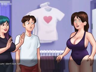 Summertime Saga - Breasty mother I'd like to fuck shows can barely fit in her hawt white bikini