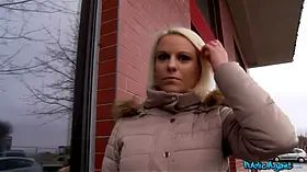 Public agent - sex blond in crimson brassiere banged and spunked on