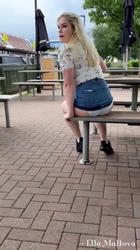 💦 PEEING IN MCDONALDS

Girl-next-door casual attire; show ordering food in a very busy McDonald’s restaurant with lots of people around; peeing outside through my panties on the outdoor eating area;…